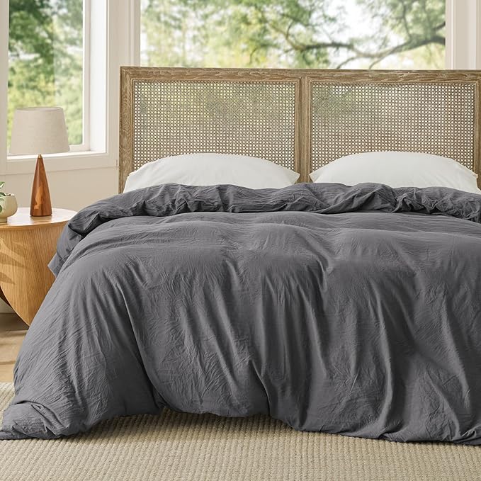 Bedsure Dark Grey Duvet Cover King Size Only - Prewashed Cotton-Like Polyester Extra Soft All Season Bedding, Includes 1 Duvet Cover 104x90 Inches with Zipper Closure, Comforter Not Included