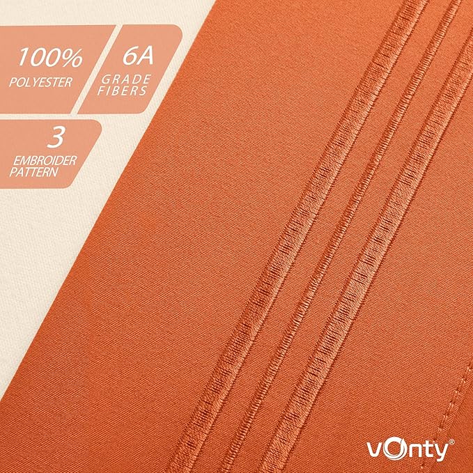 Vonty 2 Pack Standard Pillow Cases - 20x26 Inch, 1800 Thread Count Microfiber Pillowcases Standard Size Burnt Orange Pillow Cases Luxury & Soft Embroidered Bed Pillow Covers with Envelope Closure