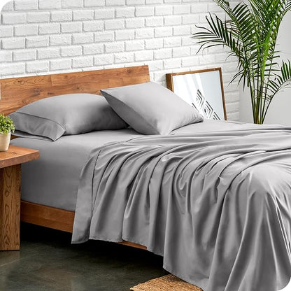Bare Home Full Sheet Set - 1800 Ultra-Soft Microfiber Full Bed Sheets - Double Brushed - Deep Pockets - Easy Fit - 4 Piece Set - Bedding Sheets & Pillowcases (Full, Light Grey)