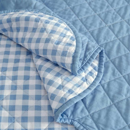 Martha Stewart - King Quilt Set, 100% Soft & Breathable Bedding with a Lightweight Feel for Year Round Comfort, 3 Piece Bed Set with Matching Pillowcases (Olivia Gingham Blue)