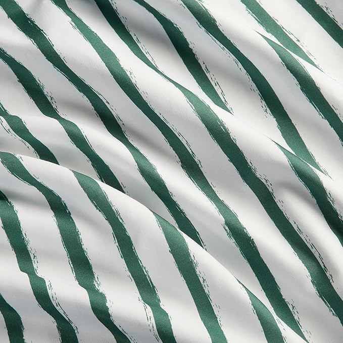 Amazon Basics Microfiber Kids' Sheet Set with 2 Pillowcases, 4-Piece, Green Stripes, Queen