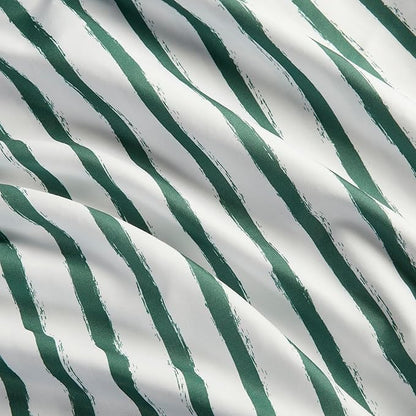 Amazon Basics Microfiber Kids' Sheet Set with 2 Pillowcases, 4-Piece, Green Stripes, Queen