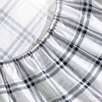 Nautica - Queen Bed Sheets, Lightweight Cotton Percale Bedding Set with Matching Pillowcases, Crisp & Cool, Oeko-Tex Certified (Ryan Cove Plaid Blue)