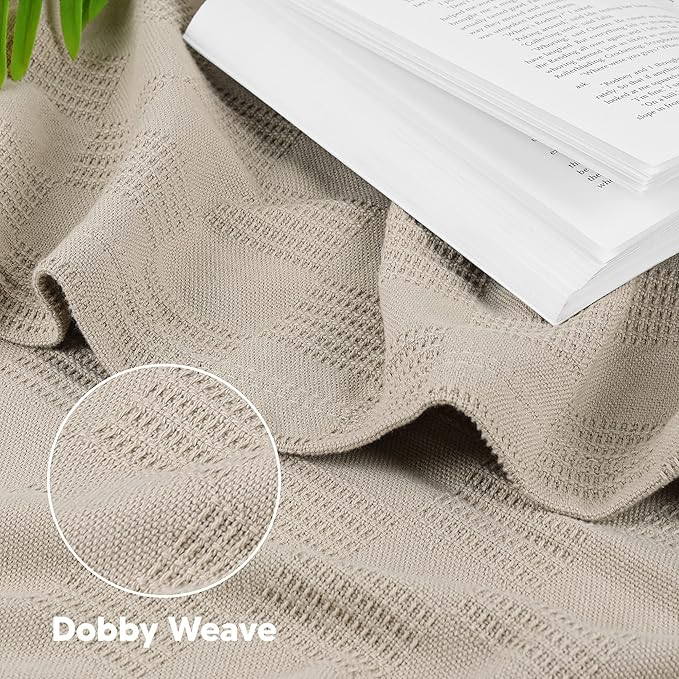 Utopia Bedding Khaki 100% Cotton Blanket [Throw Size - 50x60 Inch] Lightweight, Soft and Breathable Thermal Blanket for All Seasons