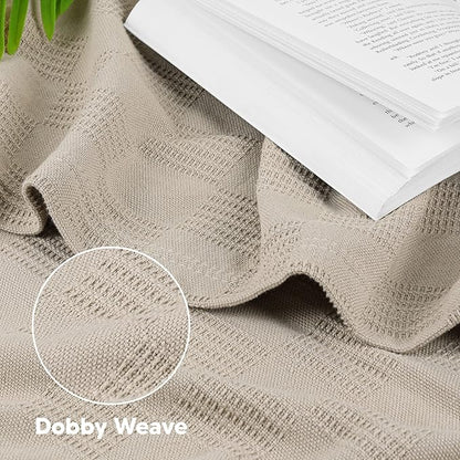 Utopia Bedding Khaki 100% Cotton Blanket [Throw Size - 50x60 Inch] Lightweight, Soft and Breathable Thermal Blanket for All Seasons
