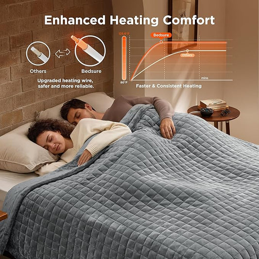 Bedsure Electric Blanket King Size - Dual Control Heated Weighted Blanket King with 10 Heat Settings, Fast Heating with 10 Time Settings (100x90 inches, Formal Gray)