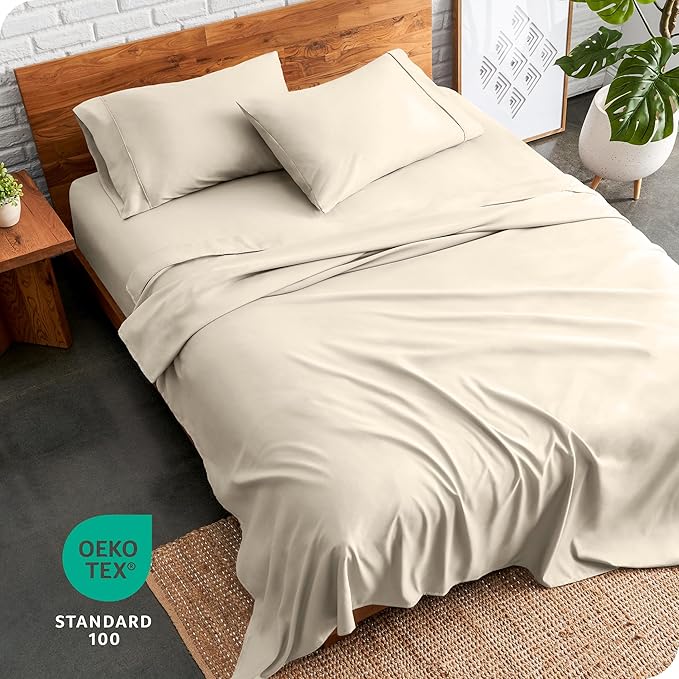 Bare Home Split King Sheet Set - 1800 Ultra-Soft Microfiber Bed Sheets - Double Brushed - Deep Pockets - Easy Fit - 5 Piece Set - Bedding Sheets & Pillowcases (Split King, Sand)