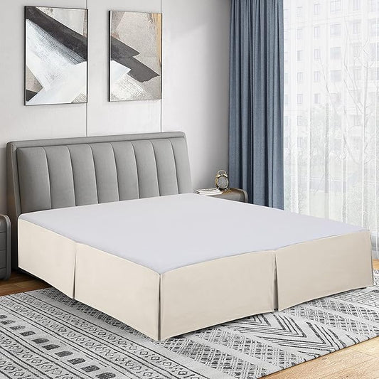 Cathay Home Double Brushed Microfiber Pleated Easy Fit Bed Skirt, Ultra Soft, Fade and Wrinkle Resistant - Coconut Milk, Twin