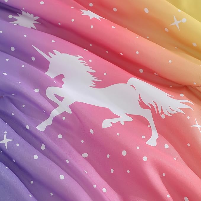 Full Comforter Set for Girls Kids - 7 Pieces Rainbow Unicorn Full Size Bedding Sets for Kids, Soft Cozy Bed in A Bag with Sheets