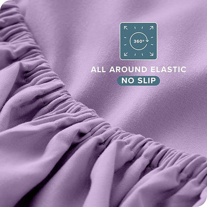 Bare Home Split King Sheet Set - 1800 Ultra-Soft Microfiber Bed Sheets - Double Brushed - Deep Pockets - Easy Fit - 5 Piece Set - Bedding Sheets & Pillowcases (Split King, Lavender)