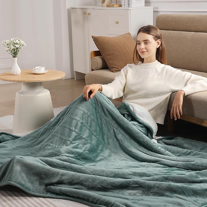 King Heated Blanket 100''X90'', Ultra Soft Silky Flannel & Fluffy Sherpa Heating Blanket Dual Control with 5 Heat Levels & 10 Hrs Timer, ETL Certified & Overheat Protection, Machine Washable