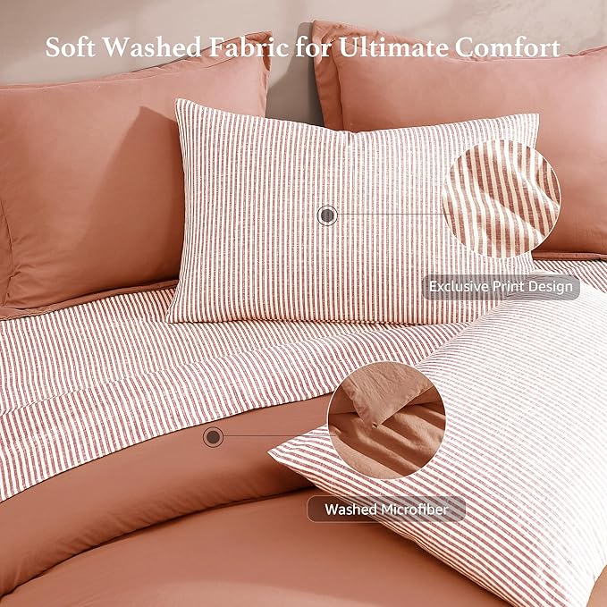 Monbix Full Size Comforter Set - 7 Pieces Autumn Leaf Prewashed Bed in a Bag Full Bedding Sets with Comforters, All Seasons Comforter Bed Set with Sheets, Pillowcases & Shams