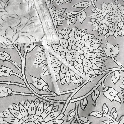 Levtex Home Adare Grey Reversible Twin Duvet Cover Set (68x88in) with 1 Pillowcase (26x20in) - Floral Bedding - Grey and White - 100% Cotton Twin Size Duvet Cover Set - Soft, Pre-Washed