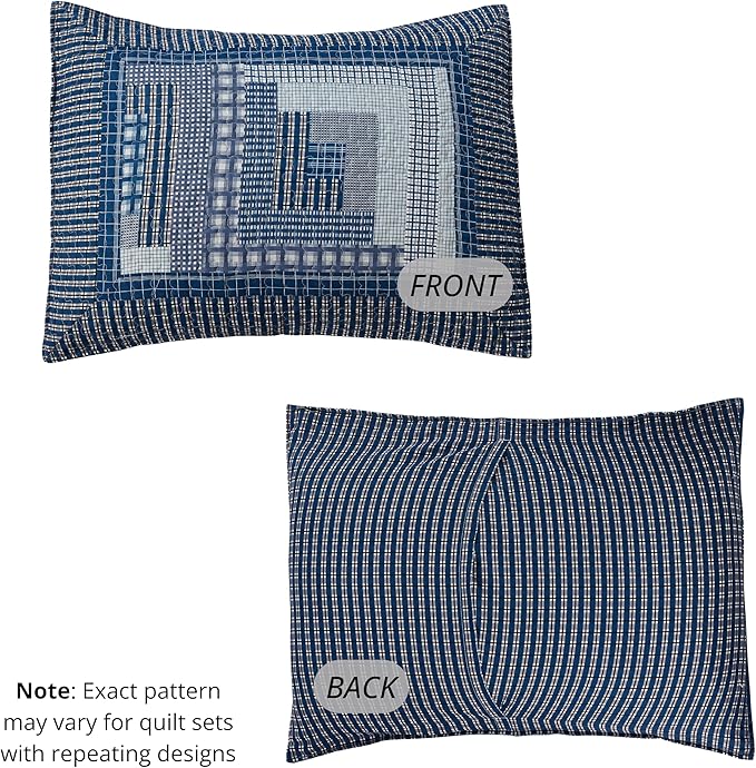 Virah Bella 2 Piece Full/Queen Lodge Quilt Bedding Set - Rustic Country Reversible Comforter Set with Decorative Pillow Shams - Montana Cabin: Blue/Gray
