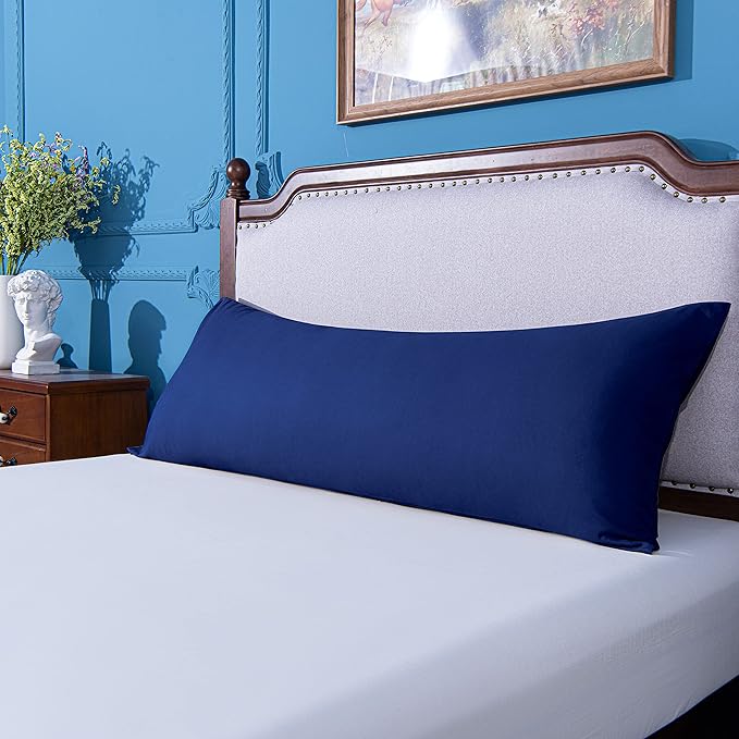 NTBAY Body Pillowcase - Brushed Microfiber 20x54 Pillowcase - Soft, Wrinkle-Free, Fade-Resistant, Stain-Resistant, Navy Blue Body Pillow Cover with Envelope Closure - 20x54 Inches, Navy Blue