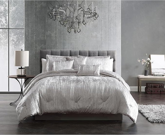 Riverbrook Home Turin Comforter Set, Queen, Silver, 7-Piece Set