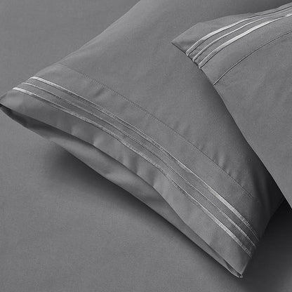 Clara Clark Queen Sheets - Hotel Luxury 6 Piece Bed Sheets for Queen Size Bed - Soft Bedding Sheets & Pillowcases, Fits Mattress up to 16 inch deep. Queen, Medium Grey