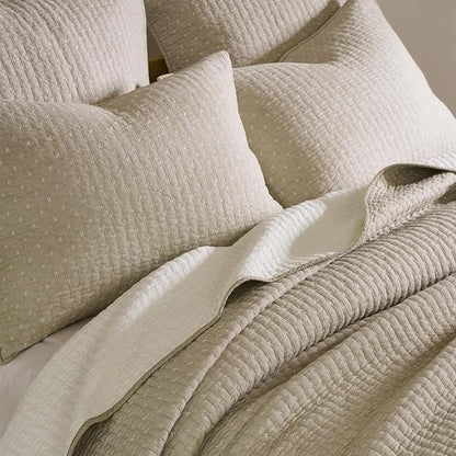Levtex Home Cross Stitch Reversible Full/Queen Quilt Set (88x92in) with 2 Pillow Shams (26x20in) - Stitch Texture - Taupe - Cotton Full/Queen Size Quilt Bedding Set - Lightweight, Soft, Pre-Washed