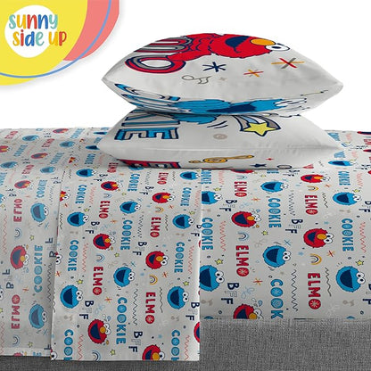Sesame Street Full Comforter Set – 7 Piece Kids Bedding Includes Comforter, Sheets & Pillow Cover – Super Soft Microfiber Bed Set with Elmo, Cookie Monster and Big Bird