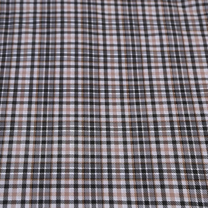 SDIII 3PCS Brown Gingham Comforter Set Full 100% Washed Microfiber Lightweight Gingham Bedding Full Farmhouse Shabby Chic Checkered Bedding Brown