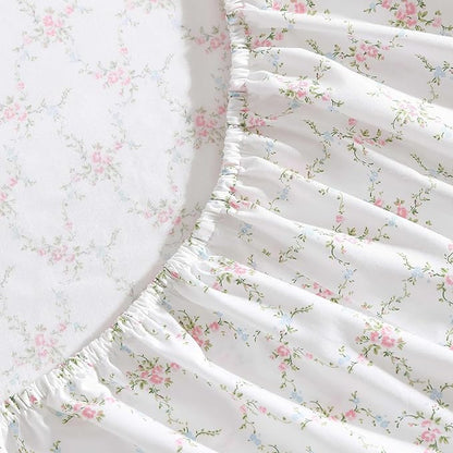 Laura Ashley - Sheet Set, Breathable Percale Cotton Bedding, 200 Thread Count, Deep Pocket, Chic Home Decor (Lynda Pink, Full)