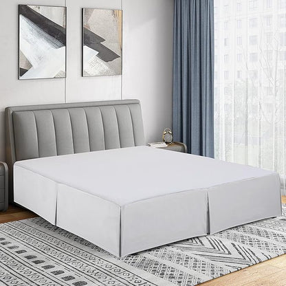 Cathay Home Double Brushed Microfiber Pleated Easy Fit Bed Skirt, Ultra Soft, Fade and Wrinkle Resistant - White, King