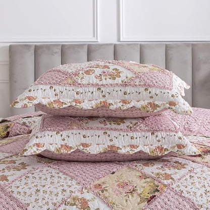 HoneiLife Queen Quilt Bedding Sets - Floral Quilt Bedding Sets 3-Piece 90x96, Lightweight Bedspreads Patchwork Coverlet Rustic Bedding Set All Season Quilts