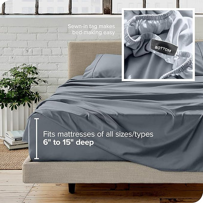 Bare Home Full Sheet Set - 1800 Ultra-Soft Microfiber Full Bed Sheets - Double Brushed - Deep Pockets - Easy Fit - 4 Piece Set - Bedding Sheets & Pillowcases (Full, Steel Blue)