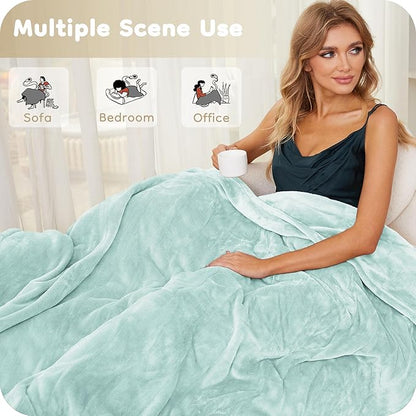Electric Heated Blanket Full Size 72"×84", Breathable & Luxurious Flannel, Soft Warm Gift with Over-Heat Protection, 4 Heating Levels & 10 H Auto Shut Off, Machine Washable, Lighg Green
