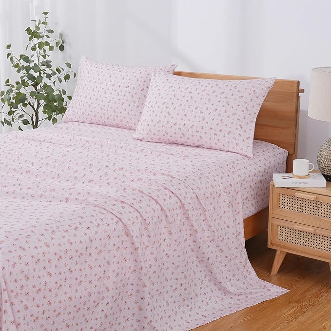 Modern Threads Silky Soft Microfiber and Wrinkle Free Sheets - Luxurious Microfiber Bed Sheets Includes Flat Sheet, Fitted Sheet with Deep Pockets, & Pillowcases Blush, California King