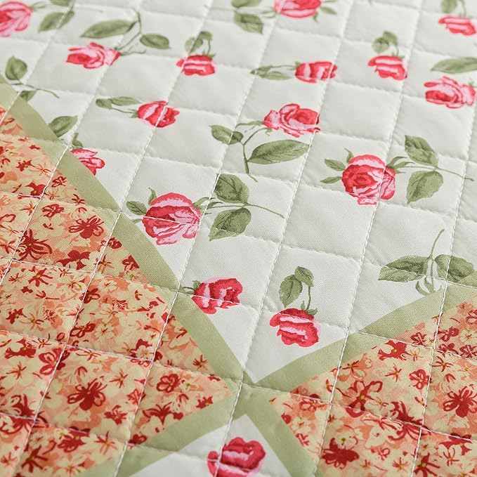 HoneiLife King Size Quilt Sets - 3 Piece Microfiber Quilt Set Lightweight Bedspreads Reversible Coverlets Rustic Bed Cover King Quilt Bedding Set All Season Use