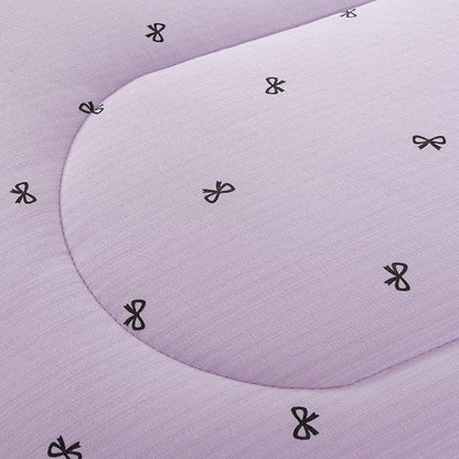 A Nice Night Delicate Bows Print On Purple Background Bedding Set,Ruffle 6 Piece Bed in a Bag Matching Sheet Set,Princess Style Chic Bowknot Printed,Twin