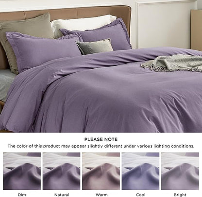 Bedsure Duvet Cover Full Size - Soft Double Brushed Bedding Set for Kids & Adults, Zipper Closure, 3 Pieces, Includes 1 Duvet Cover (80"x90") & 2 Pillow Shams, NO Comforter, Grayish Purple