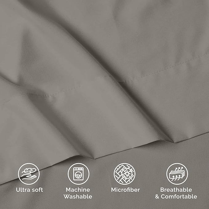 Luxury Flat Sheet on Amazon Elegant Comfort Wrinkle-Free 1500 Premier Hotel Quality 1-Piece Flat Sheet, King Size, Grey