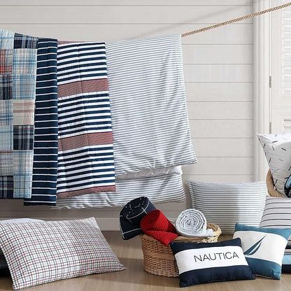 Nautica - Twin/Twin XL Comforter Set, Super Soft Woven Bedding with a Medium-Weight Feel for Year Round Use, 2 Piece Bed Set with Matching Pillowcase (Kennedy Stripe Navy)