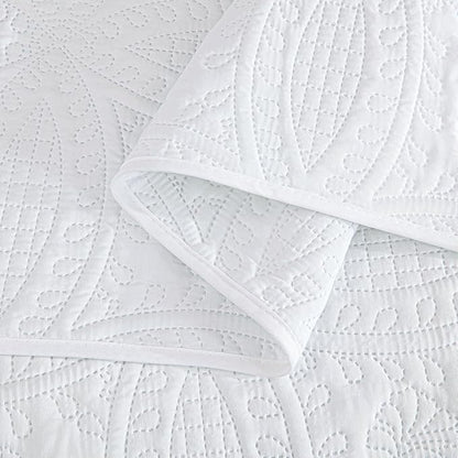 Chezmoi Collection 3 Piece 118 by 106" Austin Oversized Bedspread Coverlet Set, King, White