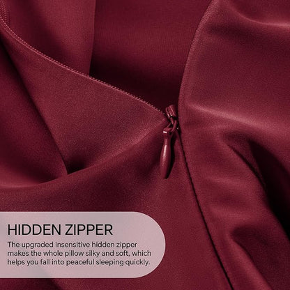 INFIIXSO Body Pillow Cover with Zipper, Luxury Mulberry Silk Body Pillow Case 20x54 Inches, Ultra Smooth and Soft Cooling Long Pillowcase, Gift for Women, Men(Burgundy)
