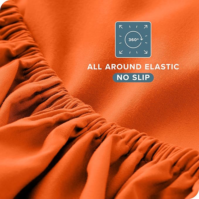 Bare Home Queen Sheet Set - 1800 Ultra-Soft Microfiber Queen Bed Sheets - Double Brushed - Deep Pockets - Easy Fit - 4 Piece Set - Bedding Sheets & Pillowcases (Queen, Orange)