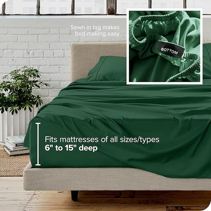 Bare Home Split King Sheet Set - 1800 Ultra-Soft Microfiber Bed Sheets - Double Brushed - Deep Pockets - Easy Fit - 5 Piece Set - Bedding Sheets & Pillowcases (Split King, Forest Green)