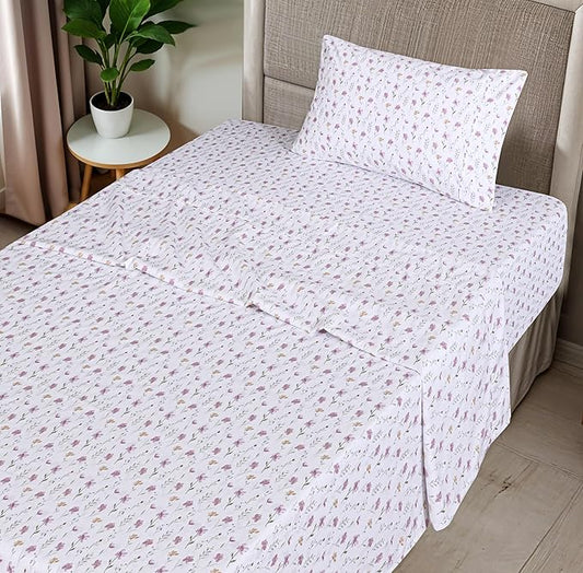 RUVANTI 100% Organic Cotton Sheets Twin Size, Percale Weave, GOTS Certified, 3-Piece Set, Deep Pocket 15", Crisp & Breathable, Soft Durable Bedding, Sábanas Algodón Orgánico – Obsessed Stems