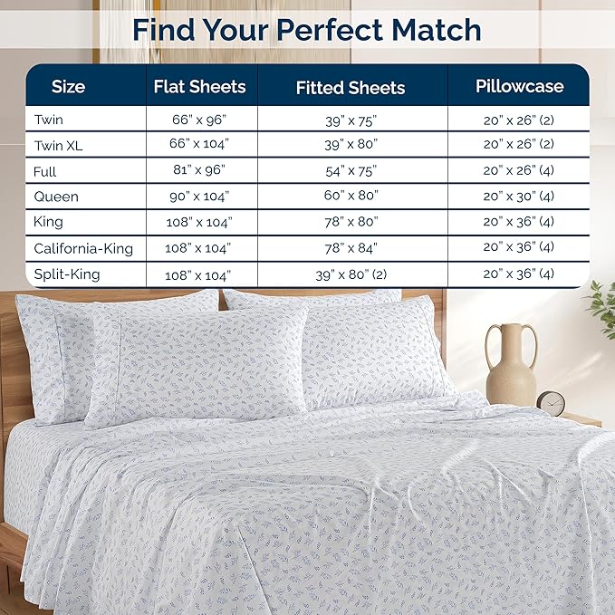 Casa Platino Queen Size Sheets – 100% Cotton Crisp Percale Weave Sheets Queen Size, Soft Cozy Feel with 4 Pillowcases, 15" Deep Pockets & Breathable Fabric for All Sleepers & Everyday Use – Amethyst