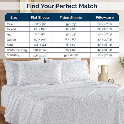 Casa Platino King Size Sheets – 100% Cotton Crisp Percale Weave Sheets King Size, Soft Cozy Feel with 4 Pillowcases, 15" Deep Pockets & Breathable Fabric for All Sleepers & Everyday Use – Amethyst