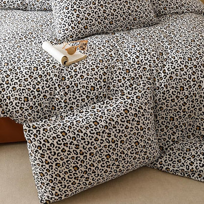 CLOTHKNOW Black Leopard Print Comforter Set Twin Black Brown Bedding Sets Soft Boho Cheetah Print Bedding Sets with 2 x Pillow Cases
