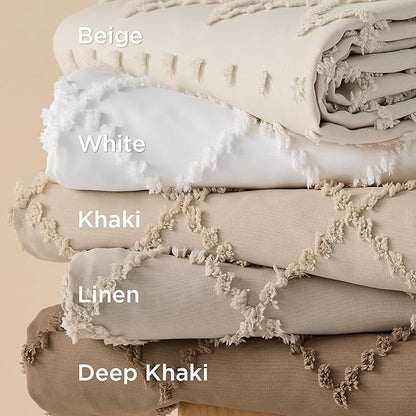 Bedsure Boho Oversized King Duvet Cover - Beige Breathable & Soft Boho Bedding, Machine Washable Comforter Cover for All Seasons, Includes 1 Duvet Cover 120"x98" with 2 Pillow Shams & Zipper Closure