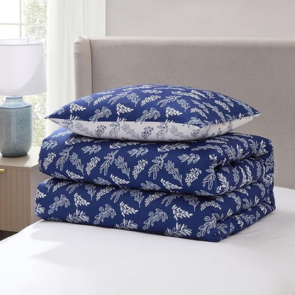 Nestl Twin/Twin XL Comforter Set - Majestic Blue Bed in a Bag Twin, 2 Pieces Reversible Bed Set, Soft Floral Bedding Set for College Dorm, All Season Botanical Comforters with Pillow Sham