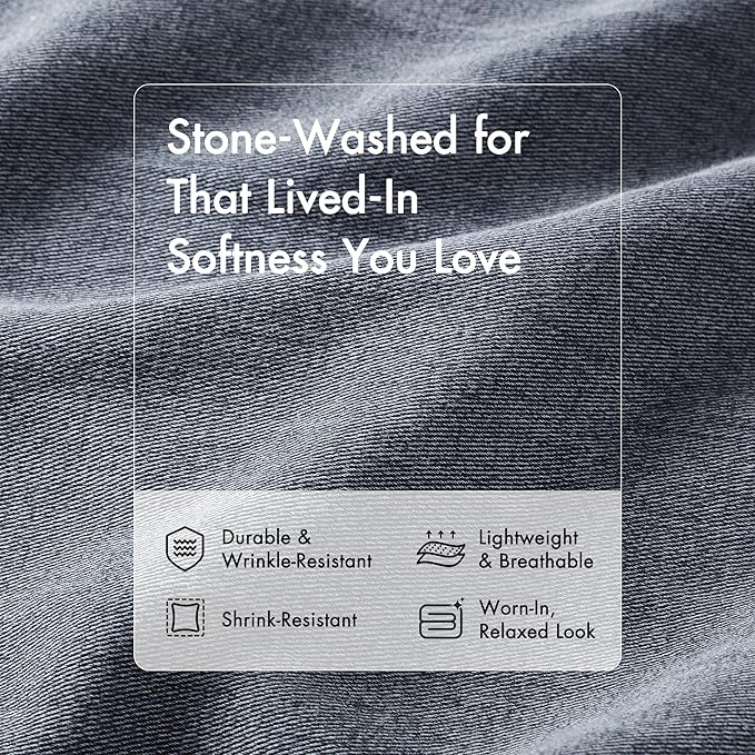 Woolrich Queen Duvet Cover Set Cotton Stone Washed, Oversized Duvet Cover for Queen Size Bed, All Season Soft Queen Size Bedding Cover, McKenzie, Full/Queen Blue 3 Piece