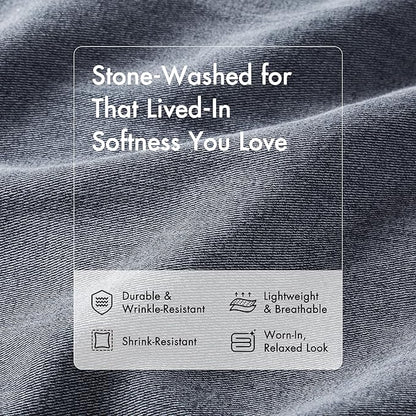 Woolrich King Comforter Set Cotton Stone Washed, Oversized Comforters King Size Bed, All Season Down Alternative Overfilled King Size Comforter, McKenzie, King/Cal King Blue 3 Piece