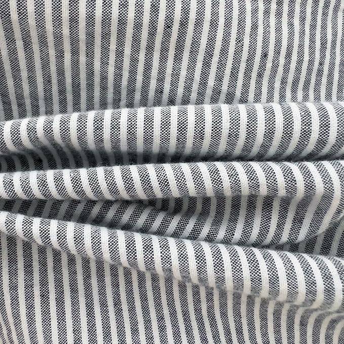 mixinni Grey Striped Duvet Cover Queen Size - 100% Washed Cotton Pinstripe Comforter Cover with Zipper Closure, Lightweight & Breathable, 3 Pieces Minimalist Stripes Pattern Printed Bedding Set