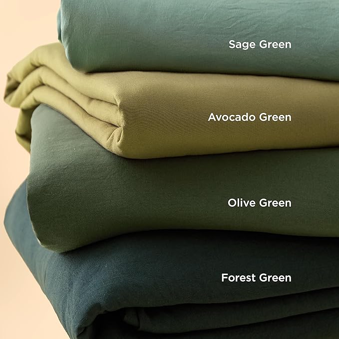 Bedsure Forest Green Oversized King Duvet Cover - 3 Pieces Prewashed Cotton-Like Polyester Extra Soft Bedding Set, Includes 1 Duvet Cover 120''x98'' with Zipper Closure & 2 Pillow Shams, No Comforter