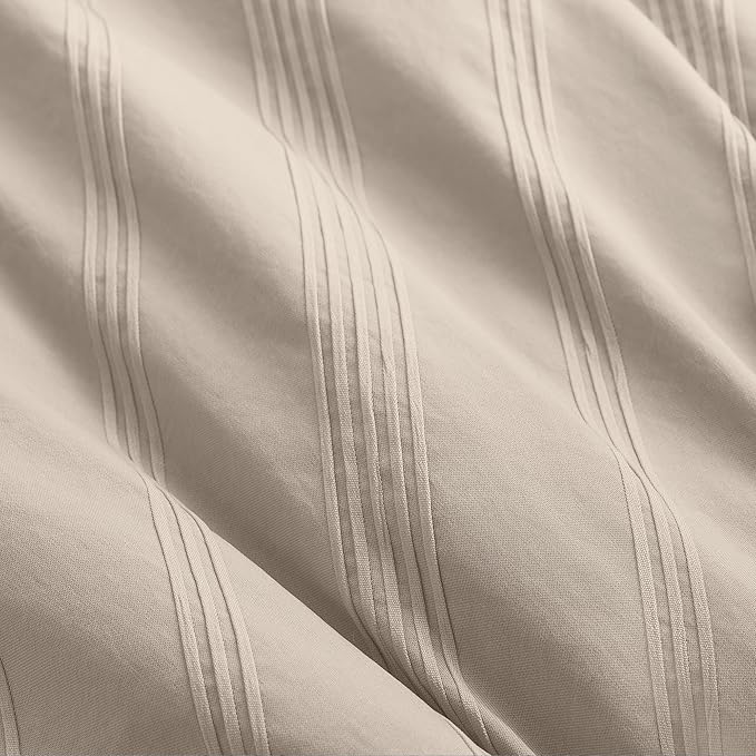 Madison Park Essentials Striped Comforter Set Twin XL, 5 Pieces Modern Minimalist Jacquard Bedding Set for All Season, Bed in A Bag with Sheet Set and Soft Brushed Reverse, Lightweight Neutral